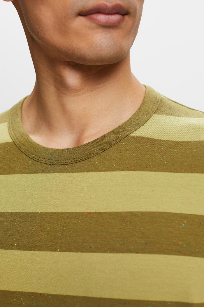 T-shirt a righe in filato a neps, OLIVE, detail image number 2