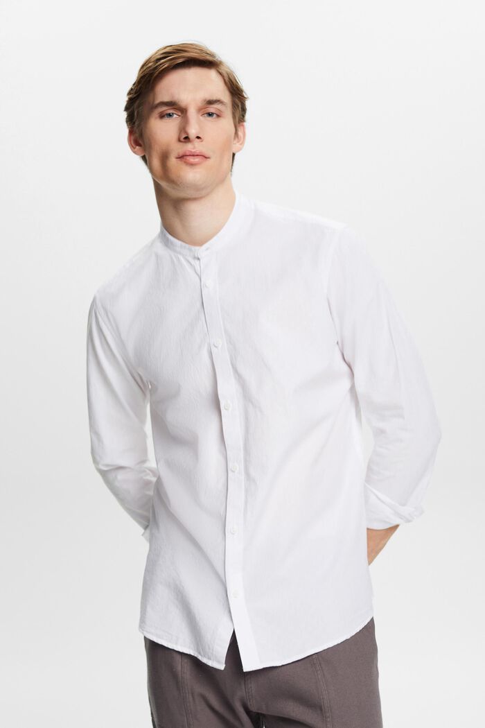 Camicia Slim Fit strutturata con colletto alto, WHITE, detail image number 0