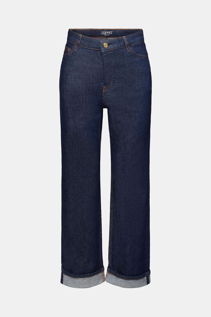 Jeans dritti premium, cimosati e a vita alta, BLUE RINSE, detail image number 7