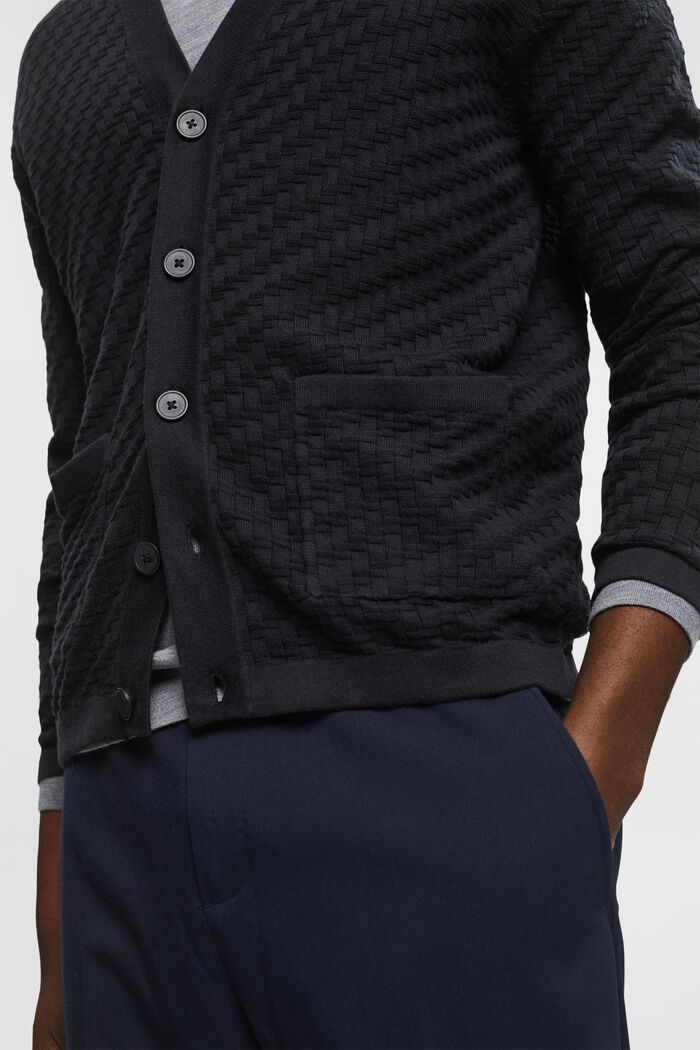 Cardigan in maglia strutturata, BLACK, detail image number 2