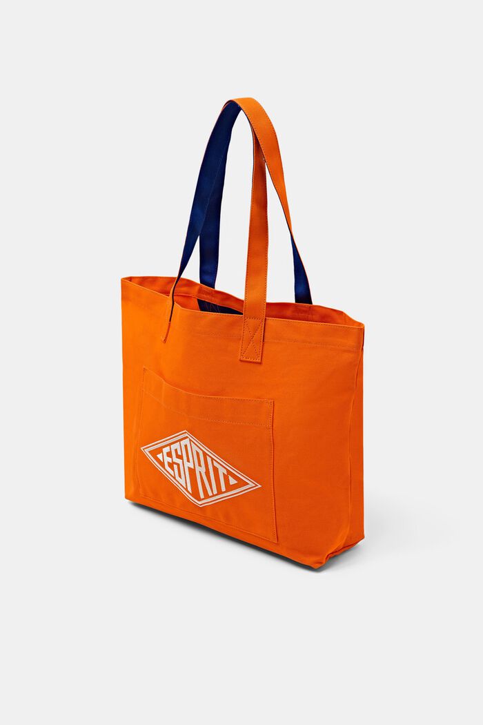 Tote Bag con logo in canvas, RED ORANGE, detail image number 3