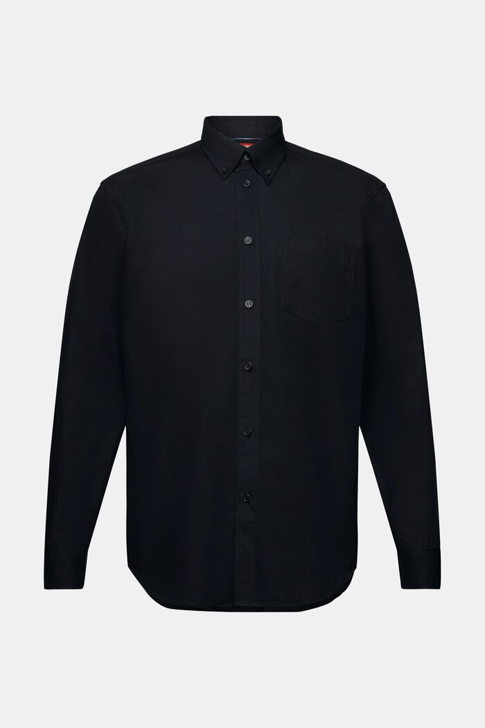 Camicia button-down in popeline, 100% cotone, BLACK, detail image number 6