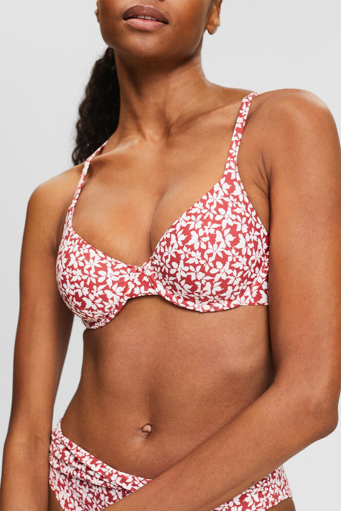 Reggiseno da bikini non imbottito con ferretto e stampa, DARK RED, detail image number 2