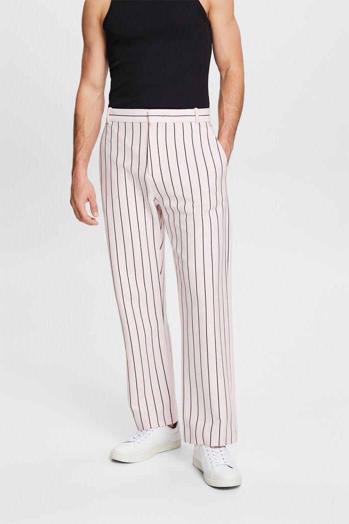 Pantaloni da completo in cotone piqué gessato, LIGHT PINK, detail image number 0