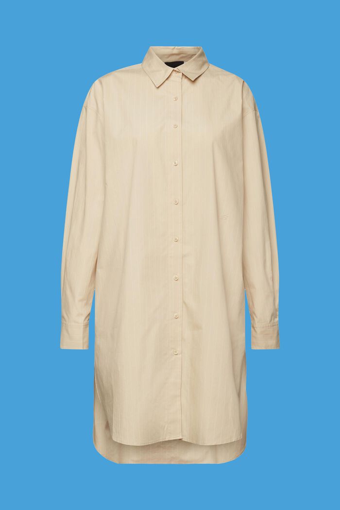 Abito camicia con righe gessate, 100 % cotone, BEIGE, detail image number 6