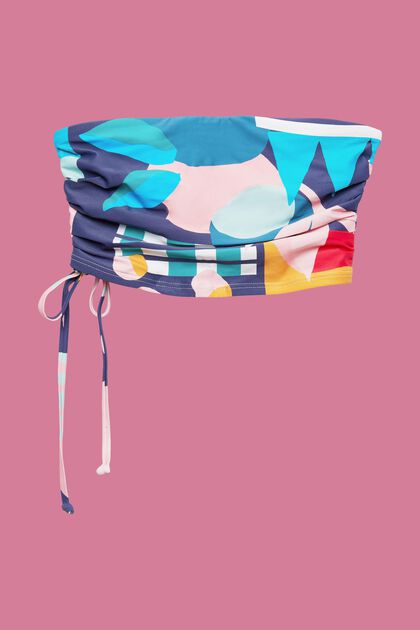 Top da bikini a fascia con stampa multicolore