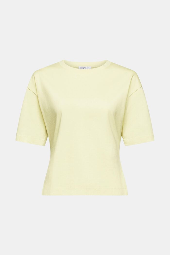 T-shirt sciancrata con girocollo, LIME YELLOW, detail image number 5