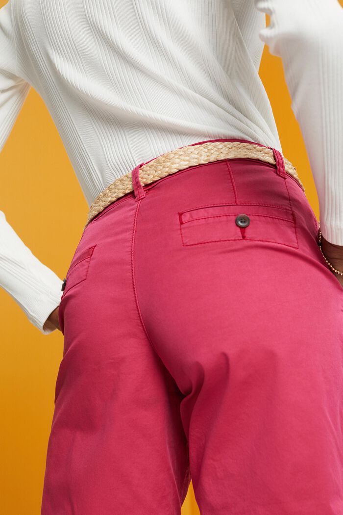 Shorts con cintura intrecciata in rafia, DARK PINK, detail image number 4