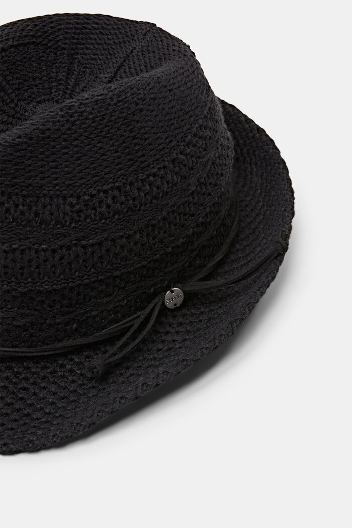Cappello fedora a maglia, BLACK, detail image number 1