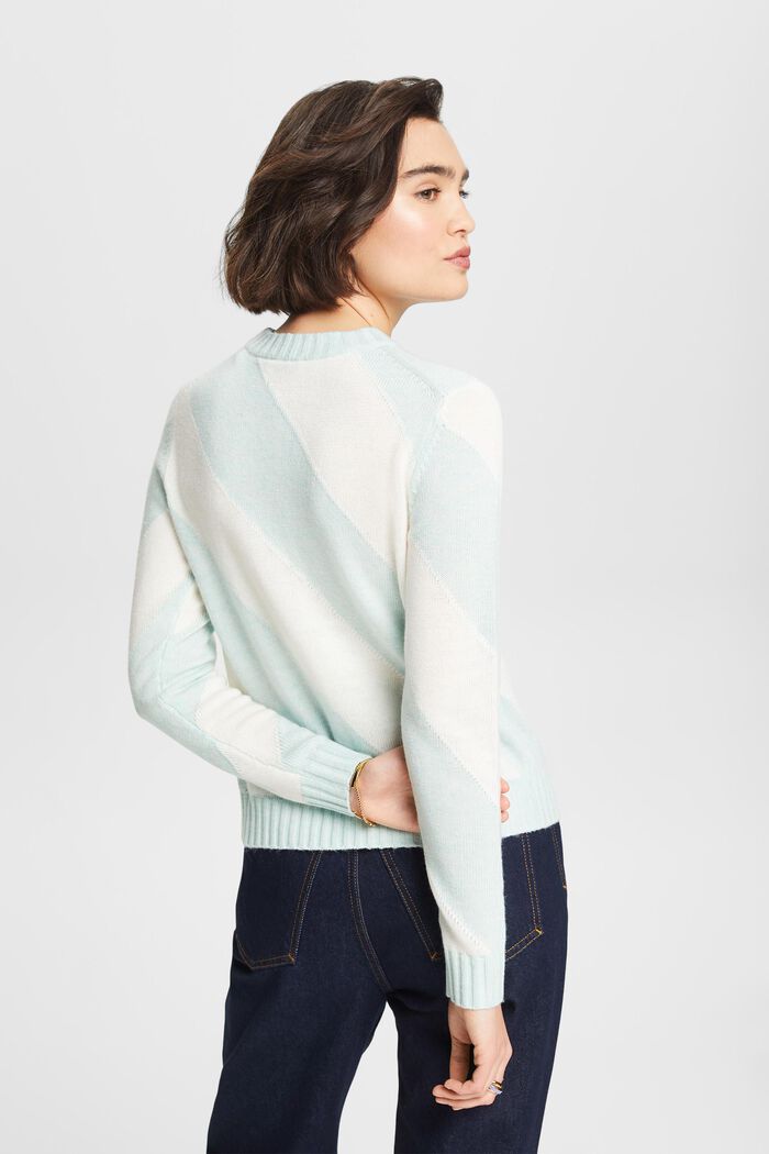 Pullover jacquard a righe, LIGHT AQUA GREEN, detail image number 1