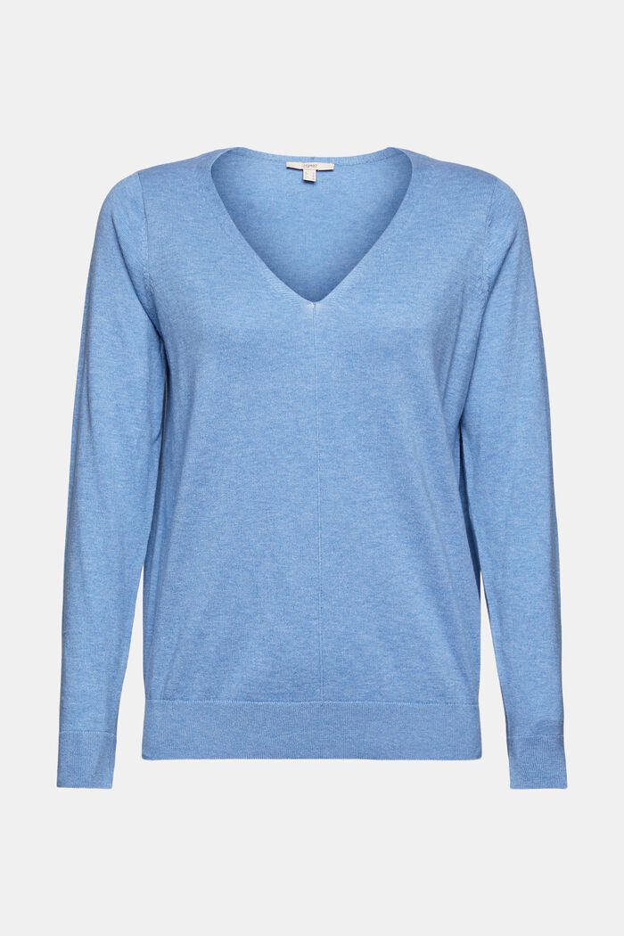 Pullover in maglia sottile in 100% cotone, LIGHT BLUE LAVENDER, detail image number 5