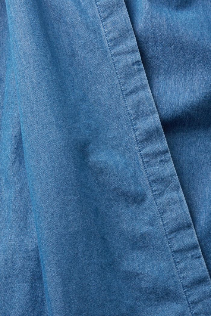 Abito midi in denim di cotone con cintura da annodare, BLUE MEDIUM WASHED, detail image number 5