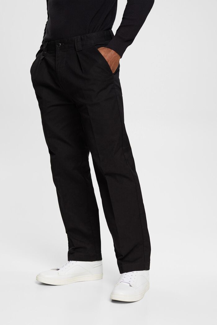 Pantaloni chino dalla vestibilità ampia, BLACK, overview
