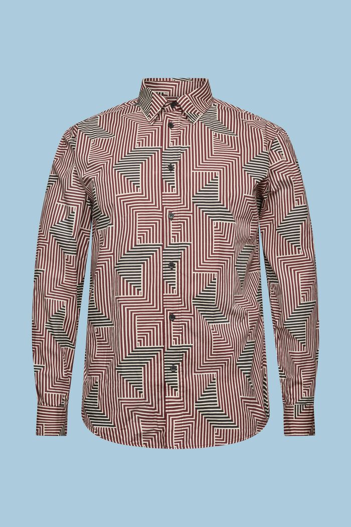 Camicia regular fit con stampa geometrica, GARNET RED, detail image number 7
