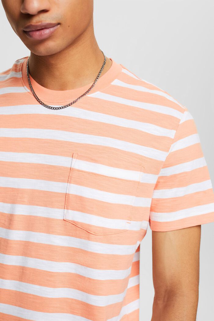 T-shirt a righe in jersey di cotone, PASTEL ORANGE, detail image number 3