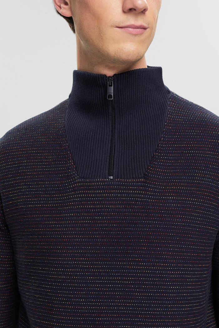 Pullover con zip corta a righe colorate, NAVY, detail image number 2
