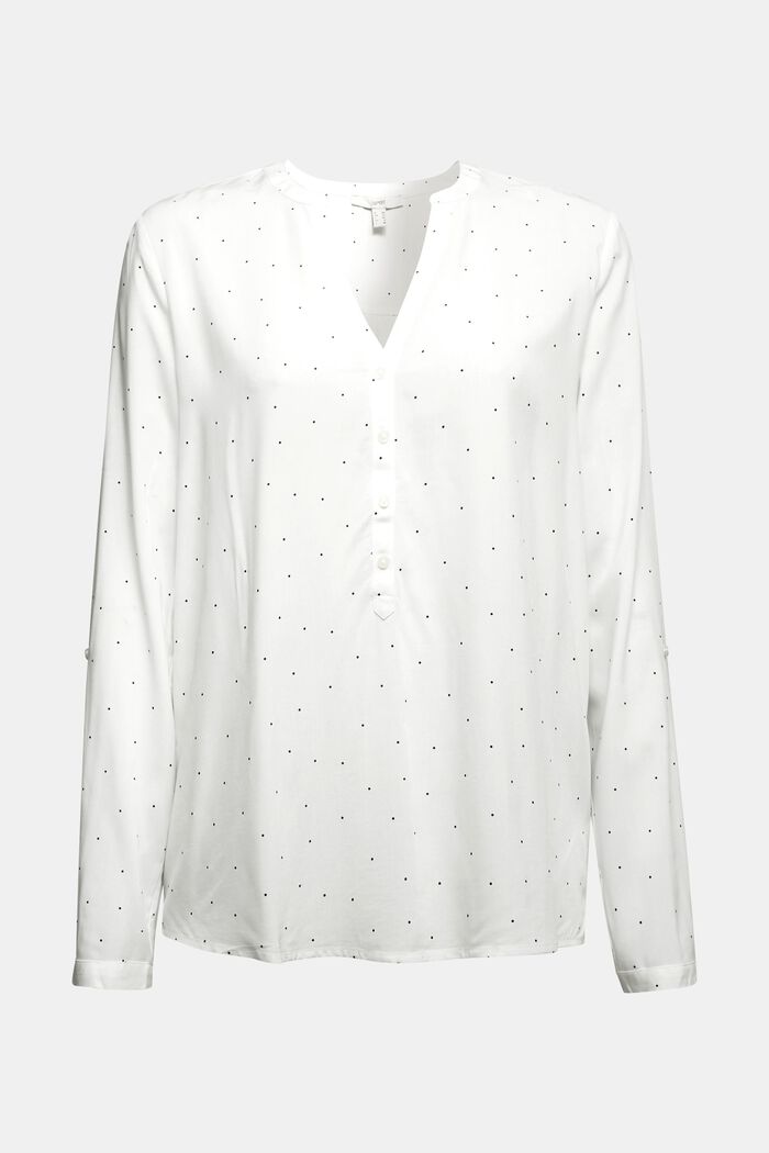 Blusa a serafino in LENZING™ ECOVERO™, OFF WHITE, detail image number 0