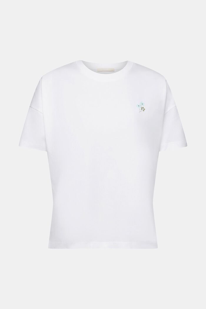 T-shirt con stampa floreale sul petto, WHITE, detail image number 6