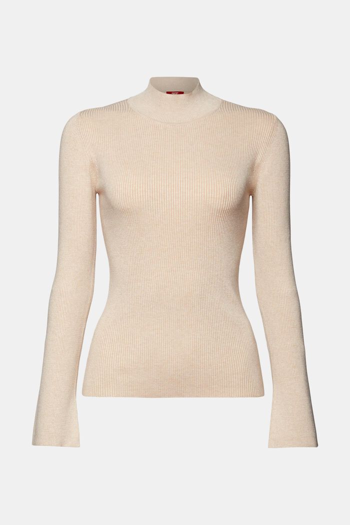 Pullover a lupetto in maglia a coste, DUSTY NUDE, detail image number 6