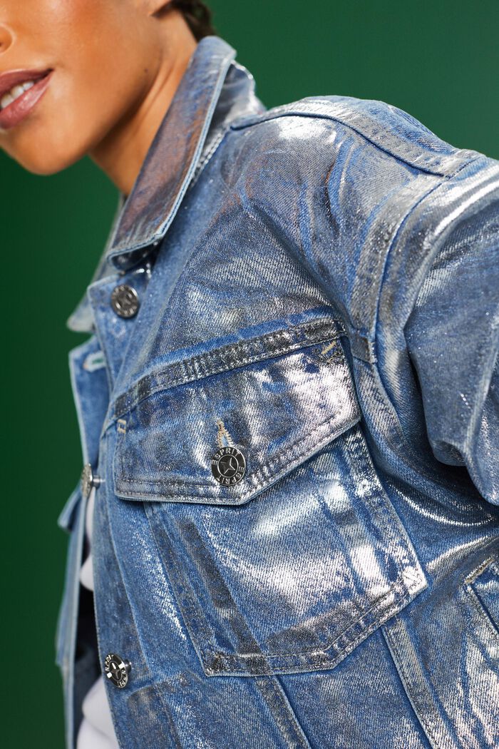 Giacca di jeans metallizzata, GREY RINSE, detail image number 3