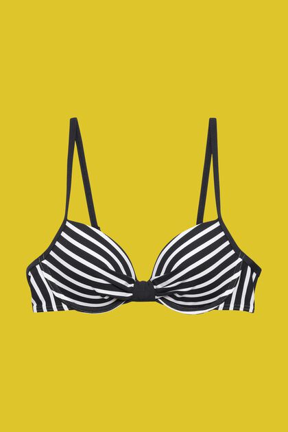 Reggiseno da bikini imbottito, con ferretto e stampa a righe, BLACK, overview