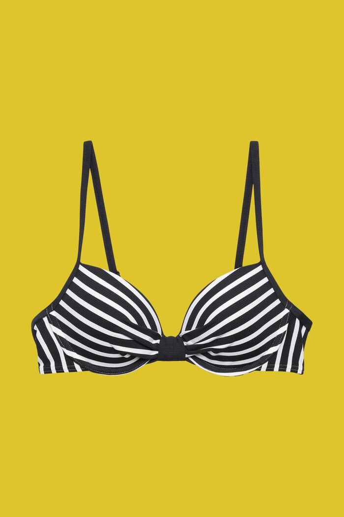 Reggiseno da bikini imbottito, con ferretto e stampa a righe, BLACK, detail image number 4
