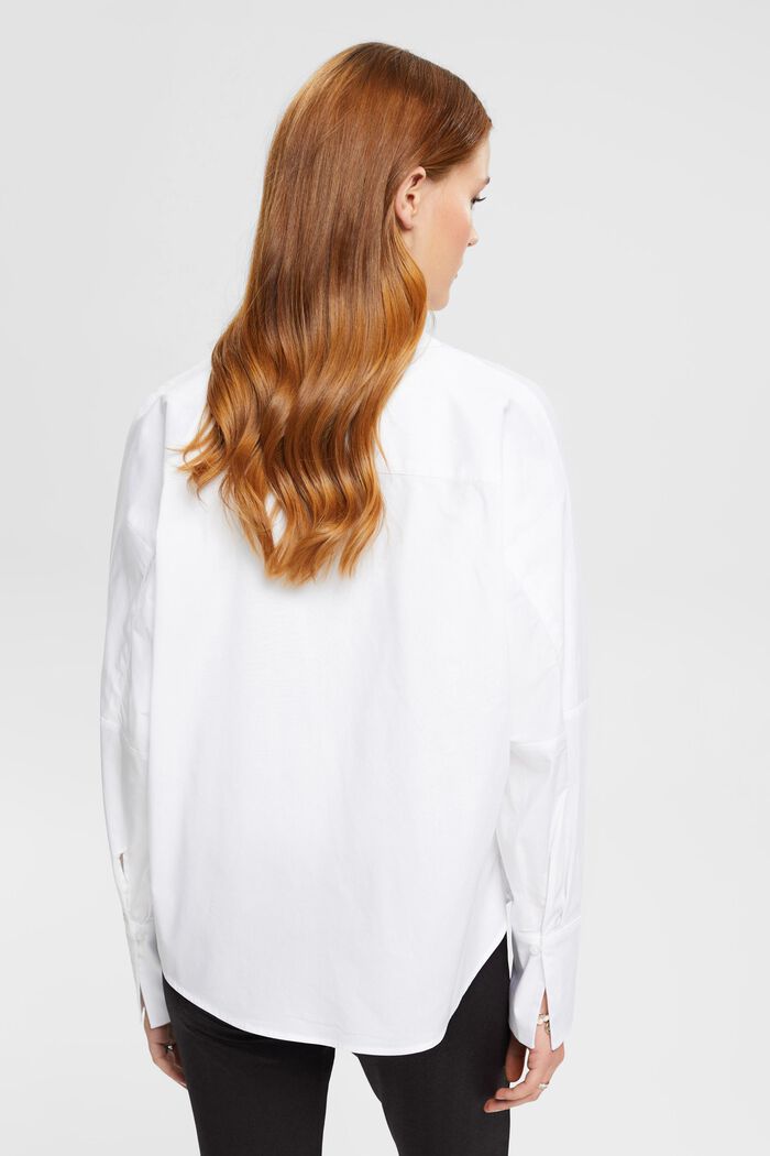 Blusa in popeline, WHITE, detail image number 3