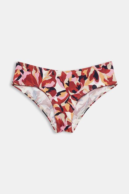 Slip da bikini a vita bassa con stampa floreale, DARK RED, overview