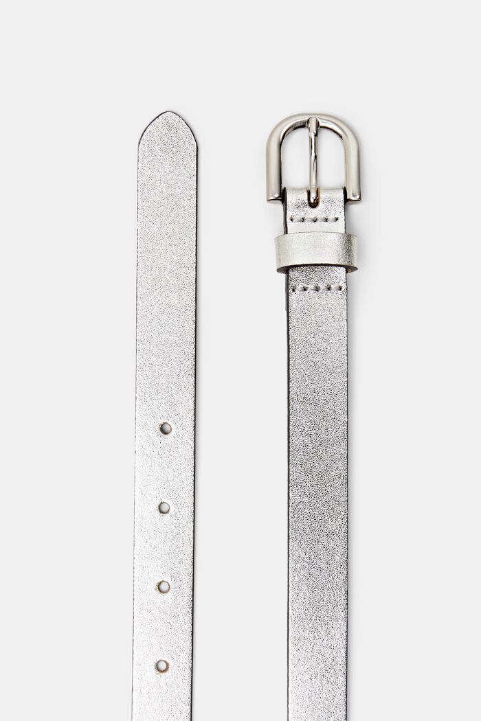 Cintura in pelle effetto metallizzato, SILVER, detail image number 1
