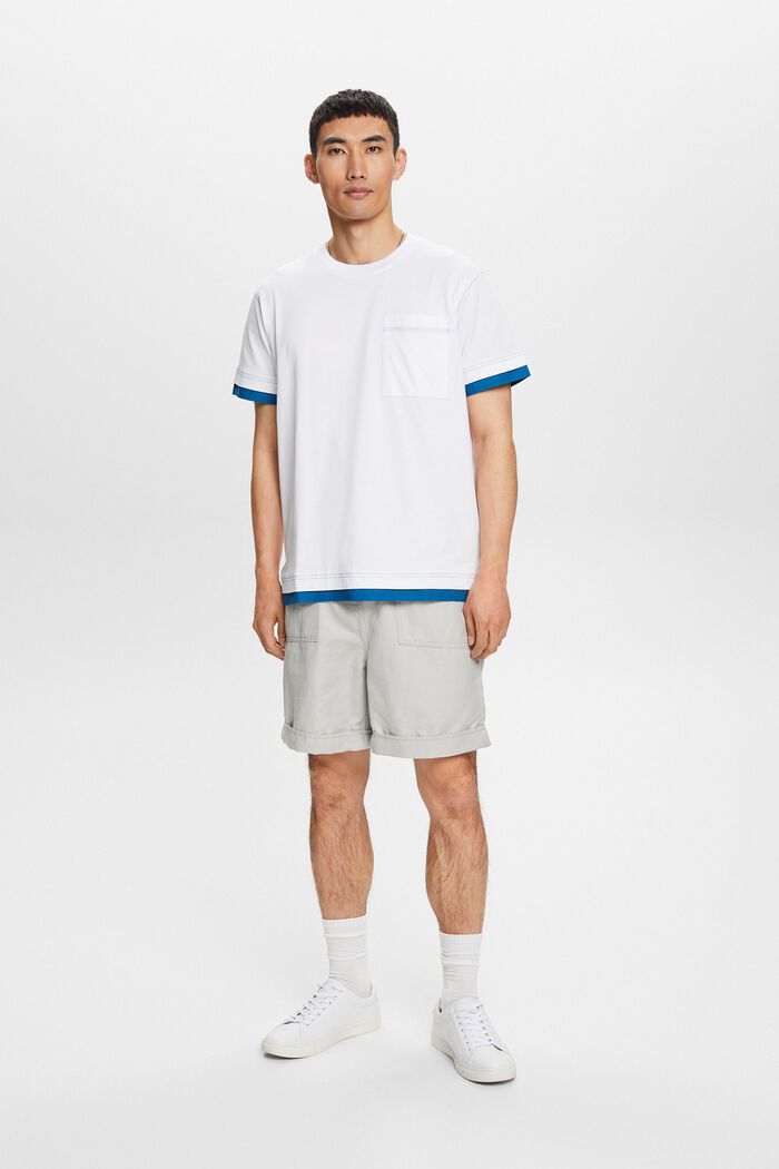 T-shirt girocollo dall’effetto a strati, 100% cotone, WHITE, detail image number 1