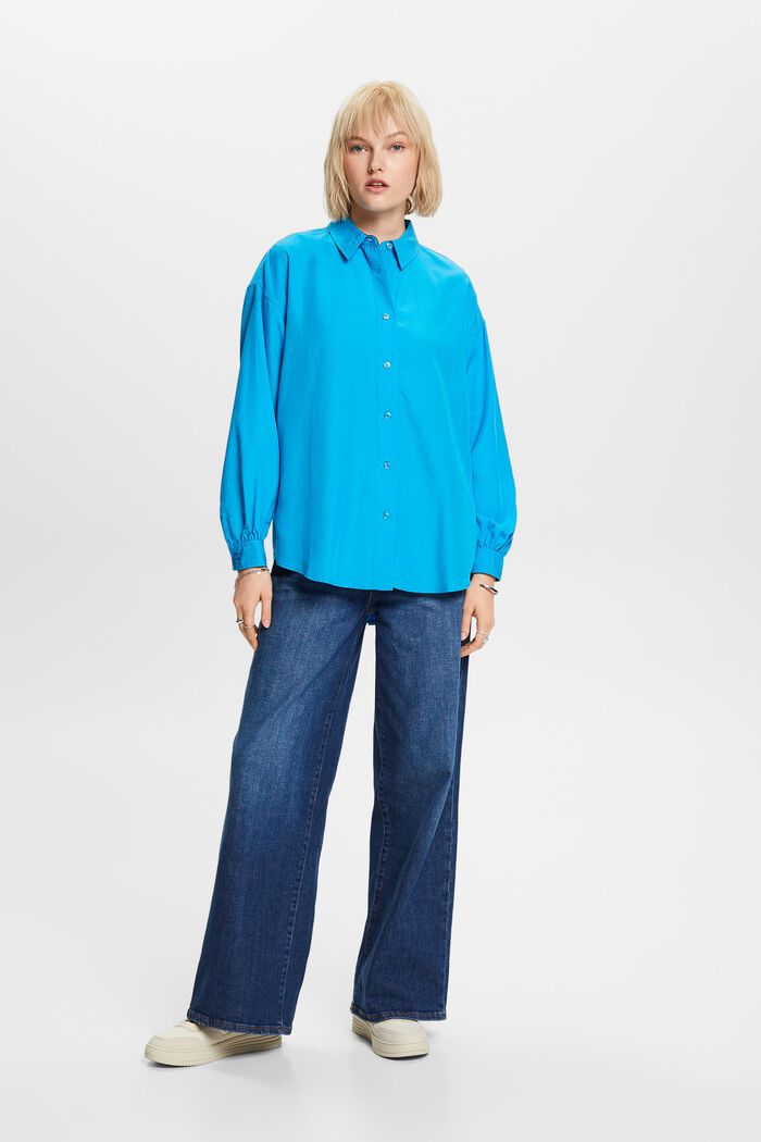 Camicia blusata oversize, BLUE, detail image number 4