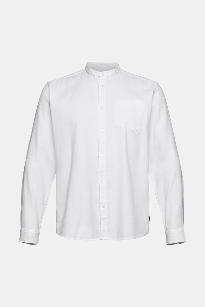 Camicia con colletto alto in cotone, WHITE, detail image number 7