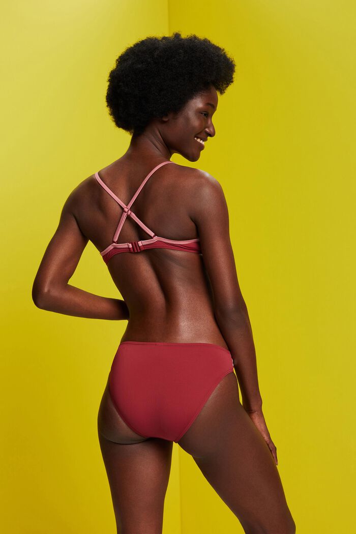 Reggiseno da bikini con ferretto, imbottito e tricolore, DARK RED, detail image number 2