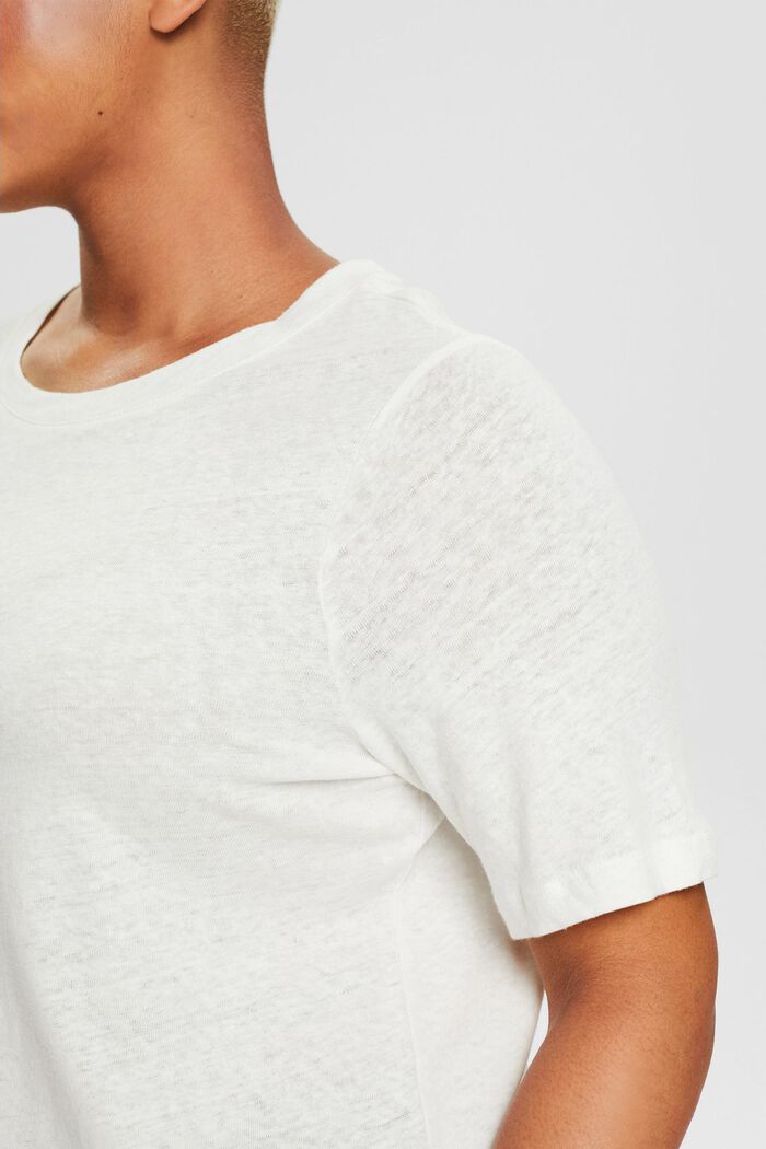 CURVY con lino: t-shirt basic, OFF WHITE, detail image number 0