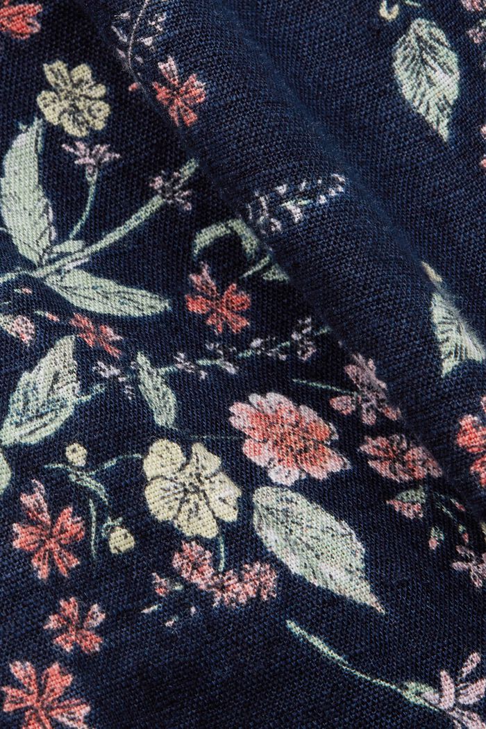 Blusa senza maniche in misto lino e cotone, DARK BLUE, detail image number 5
