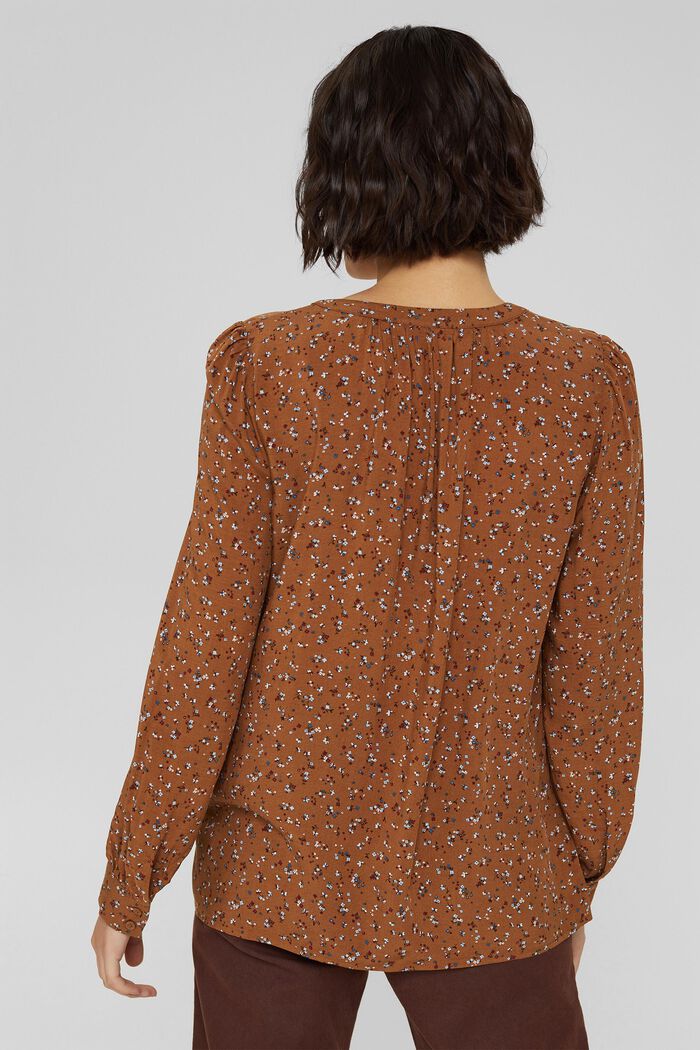 Blusa con stampa leopardata in LENZING™ ECOVERO™, TOFFEE, detail image number 3