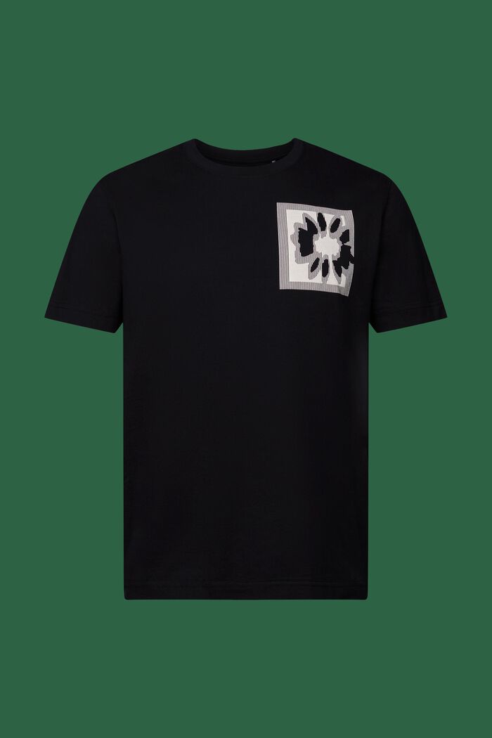 T-shirt con logo e stampa floreale, BLACK, detail image number 5