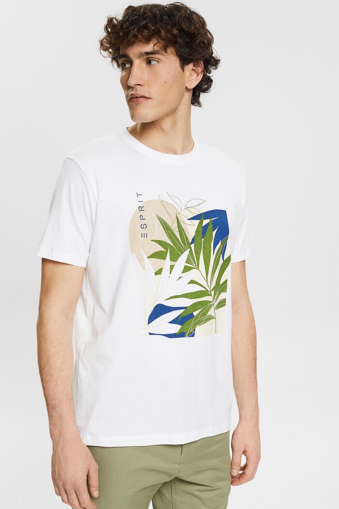 T-shirt in jersey con stampa di piante