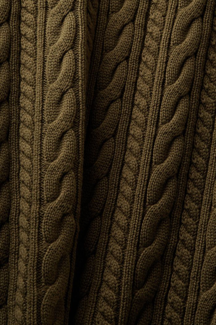 Cardigan in cotone biologico lavorato a maglia intrecciata, DARK KHAKI, detail image number 5