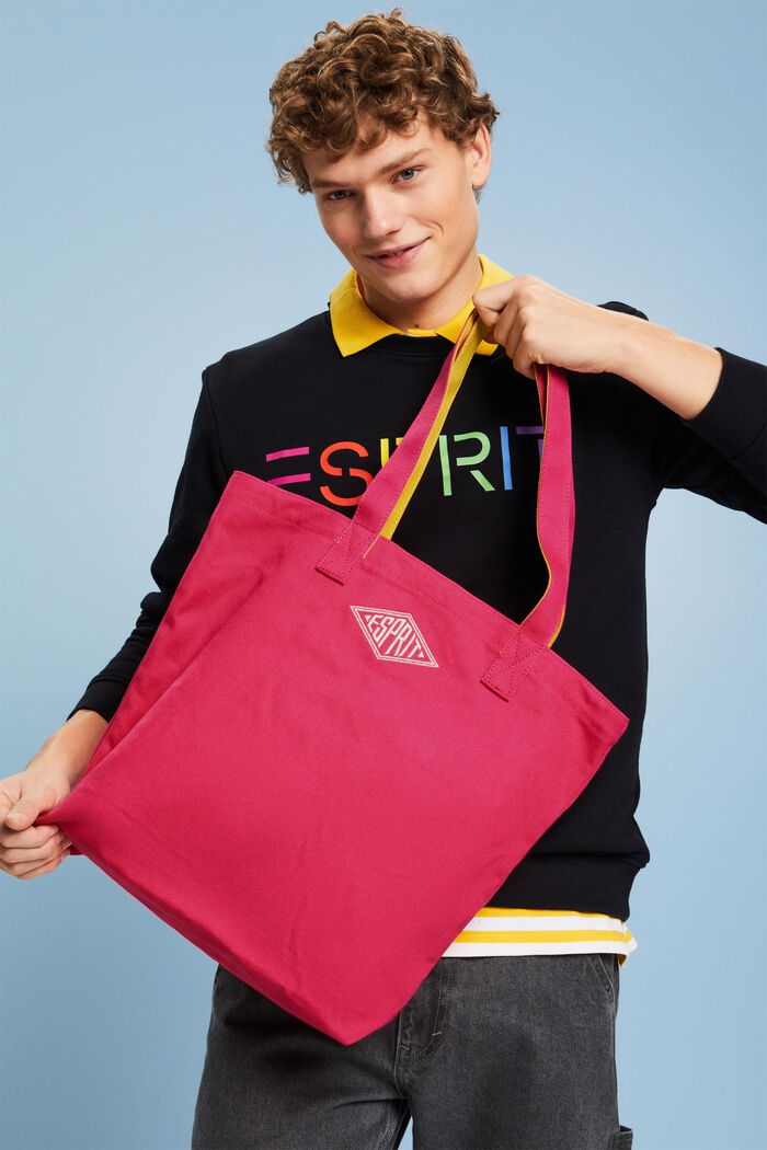 Tote Bag in cotone con logo, PINK FUCHSIA, detail image number 5