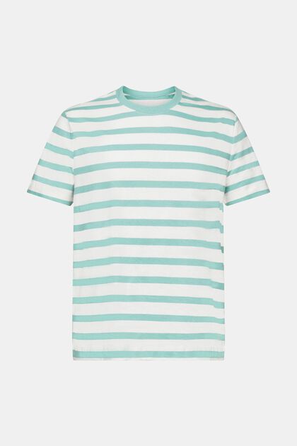 T-shirt girocollo in cotone e lino