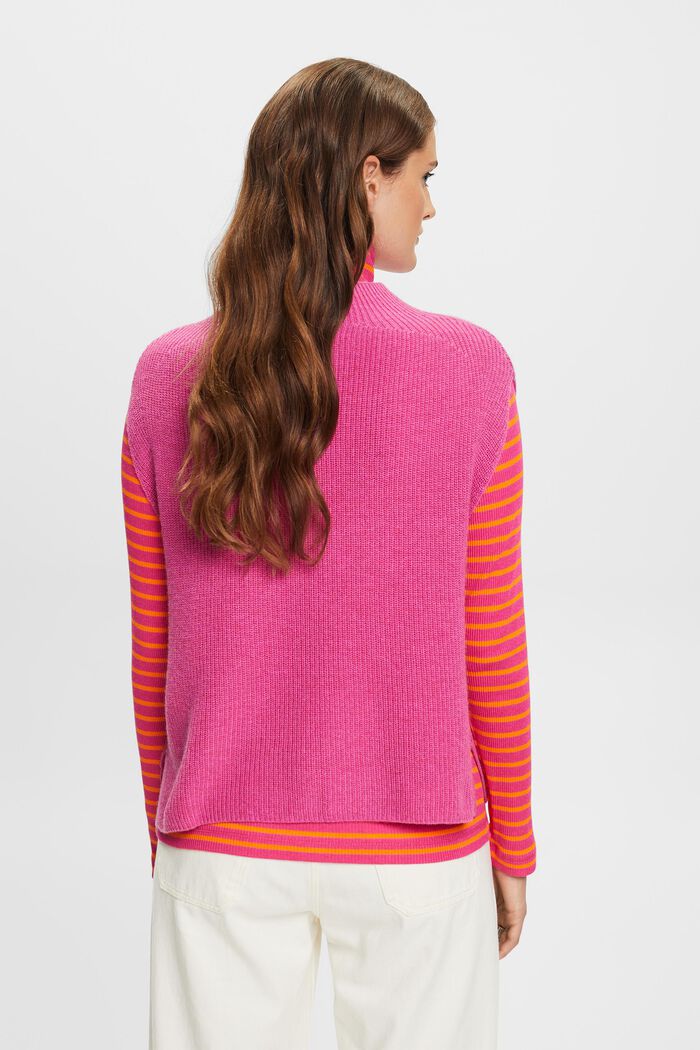 Gilet in maglia a coste in misto lana, PINK FUCHSIA, detail image number 4