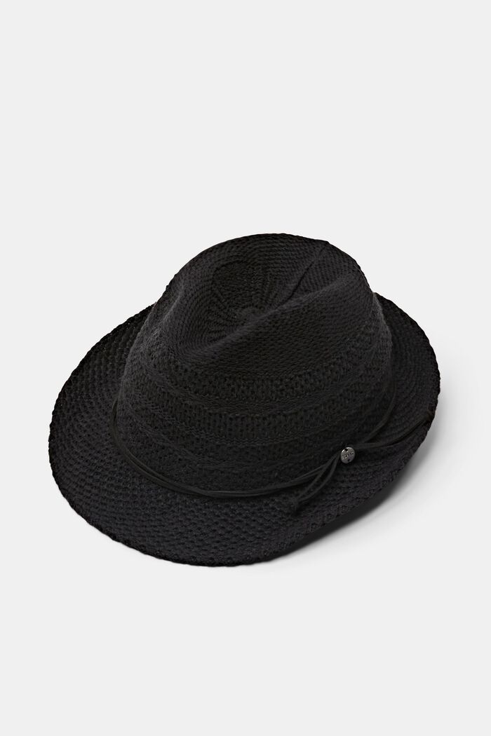 Cappello fedora a maglia, BLACK, detail image number 0