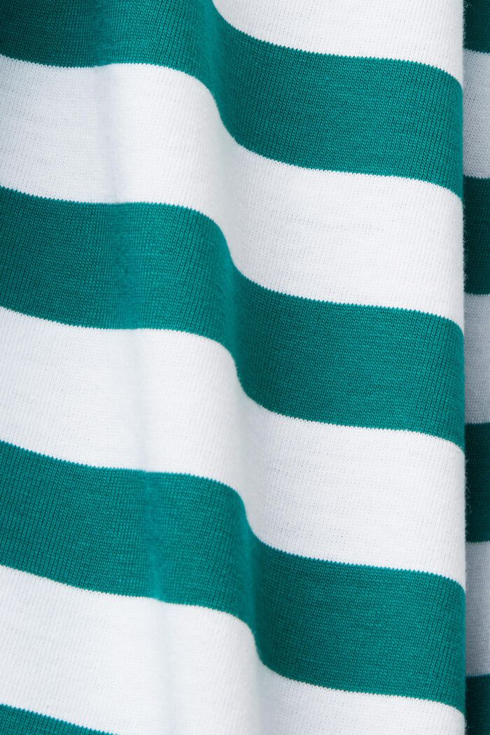 T-shirt a righe in cotone, EMERALD GREEN, detail image number 4