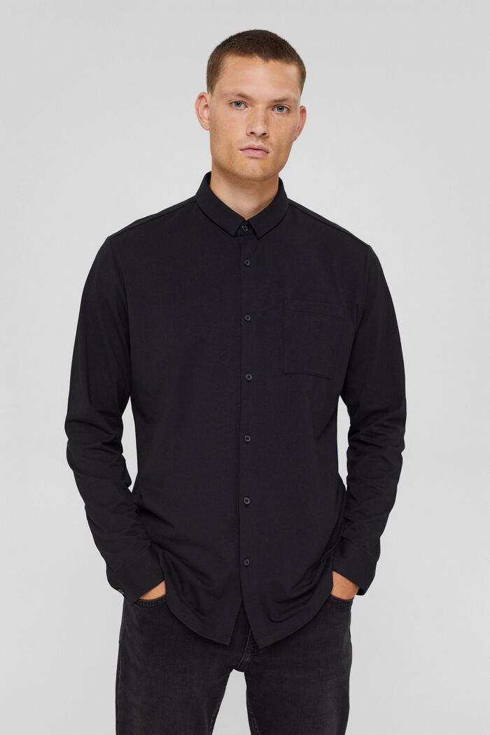 Camicia in jersey con COOLMAX®, BLACK, overview