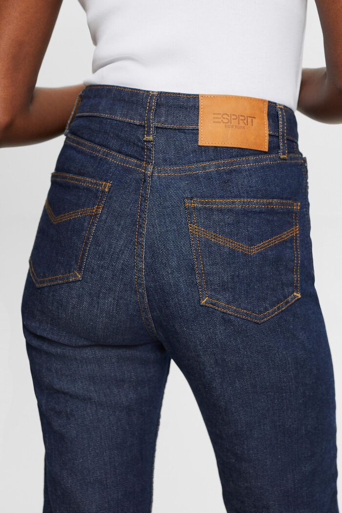 Jeans dritti premium, cimosati e a vita alta, BLUE RINSE, detail image number 5