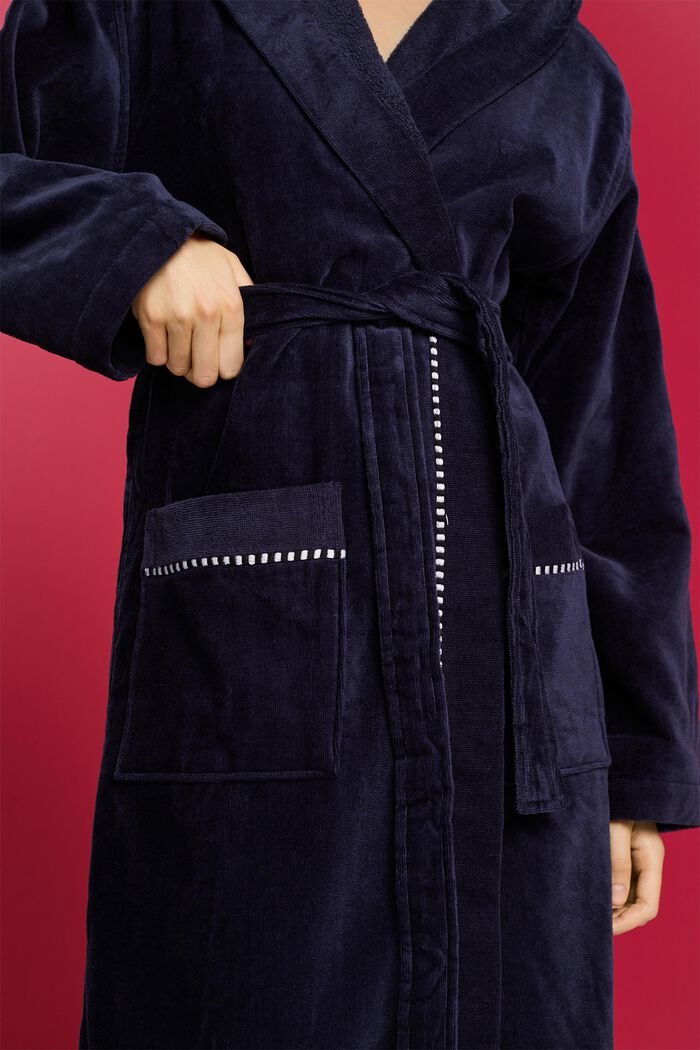 Accappatoio in velour 100% cotone, NAVY BLUE, detail image number 2