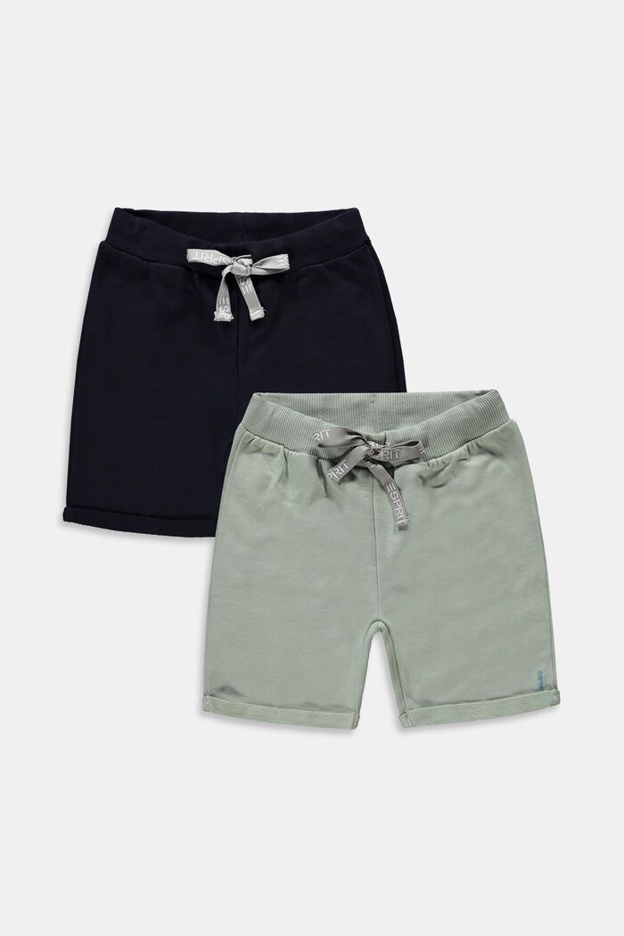 Shorts in felpa in confezione doppia, 100% cotone, LIGHT AQUA GREY, overview