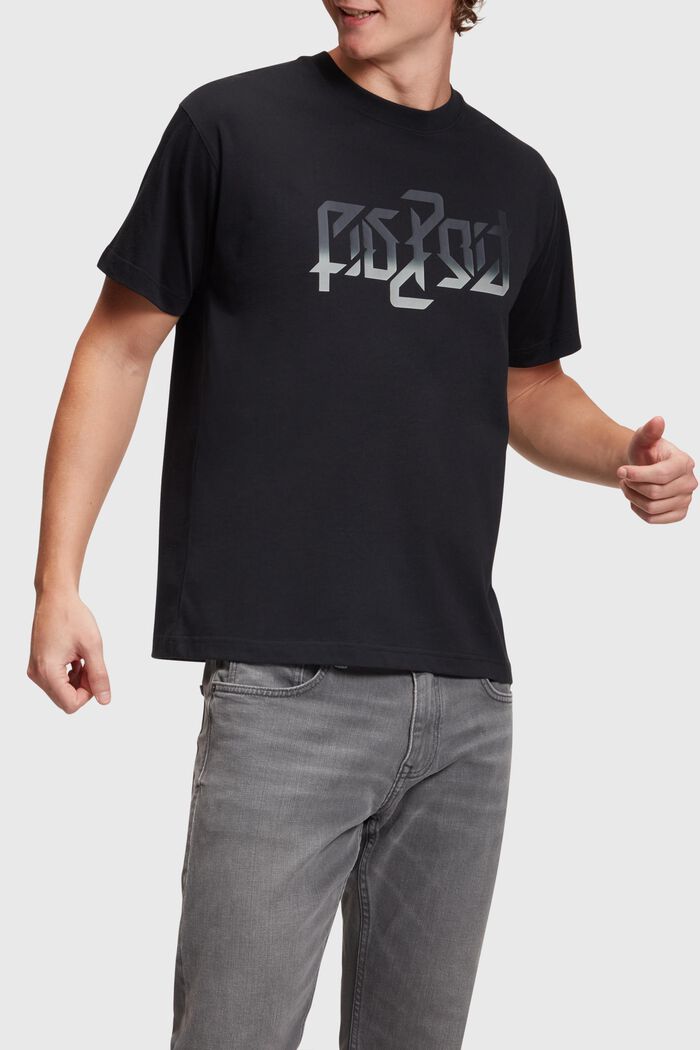 T-shirt AMBIGRAM con stampa di cubo, BLACK, overview