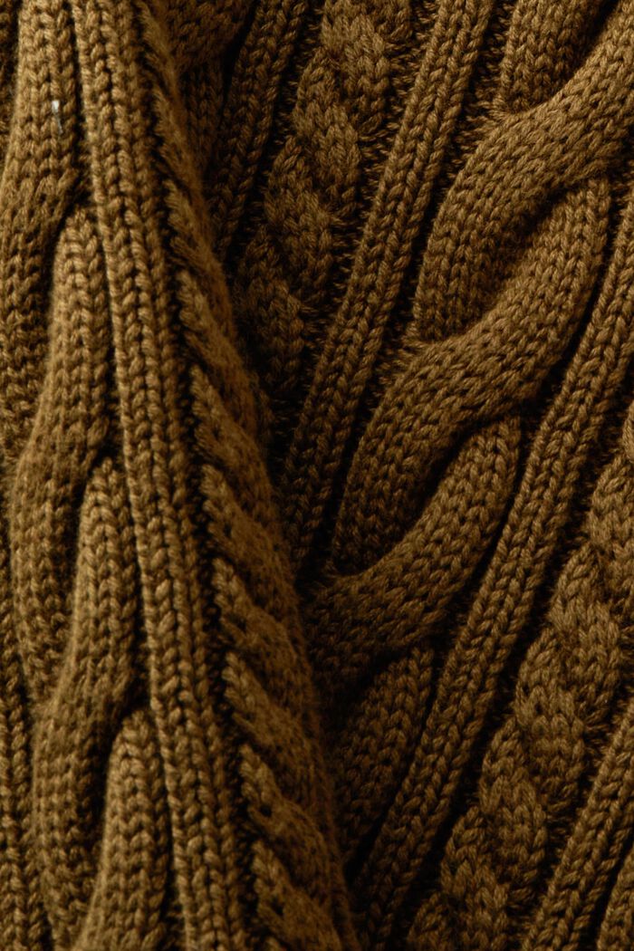 Maglione in cotone a maglia intrecciata, DARK KHAKI, detail image number 5